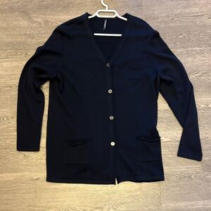 Saint James Navy Cardigan Sweater made in France
